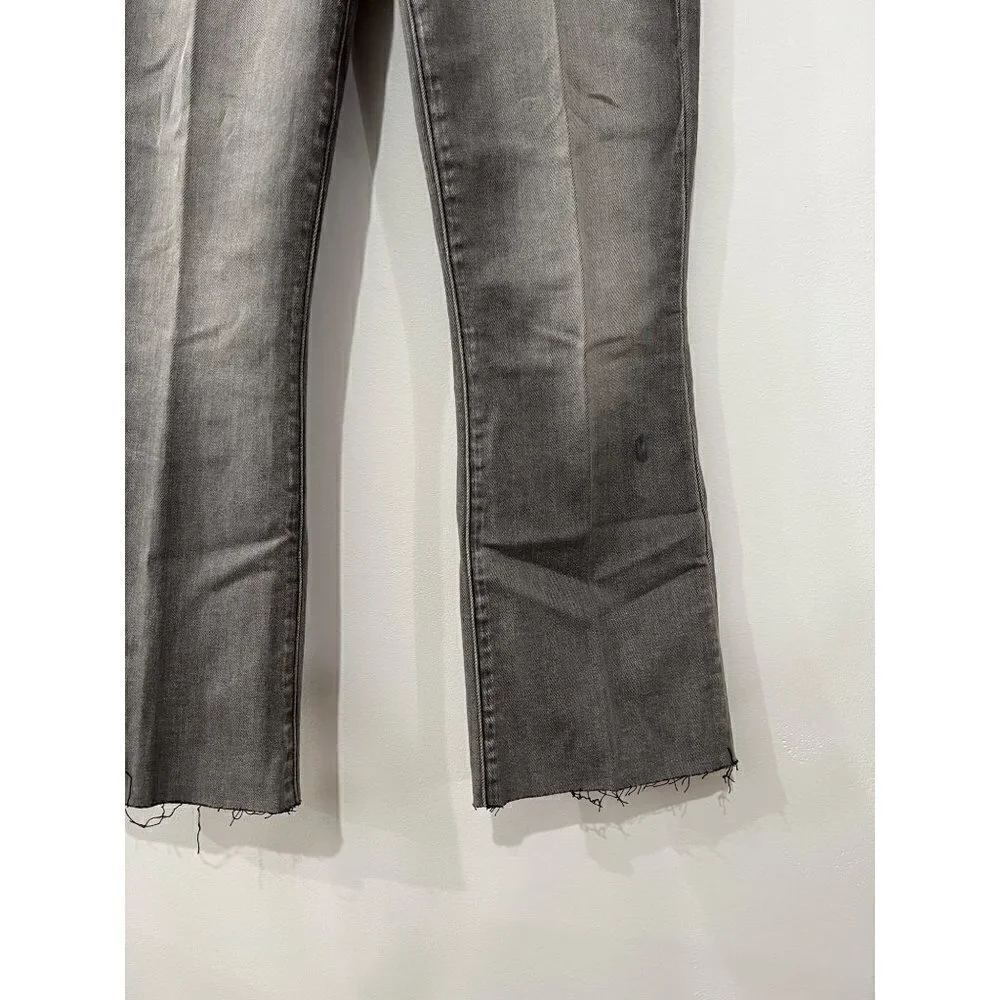 NWD L’AGENCE Size 25 Kendra Cropped Distressed High-rise Flared Jeans Grey